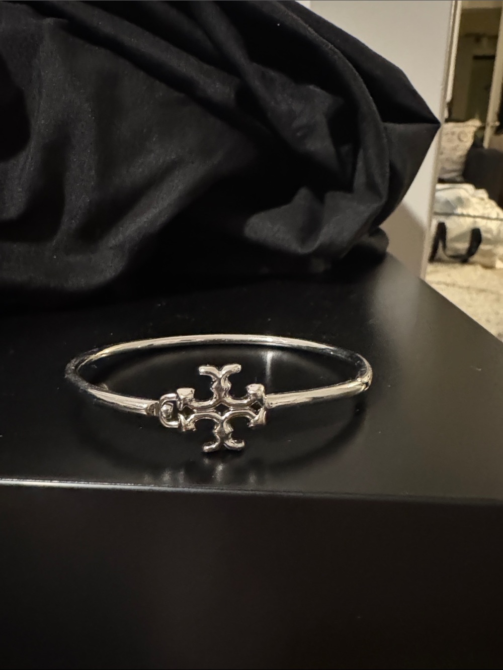 Tory Burch Silver Logo Stacked Bangle Bracelet